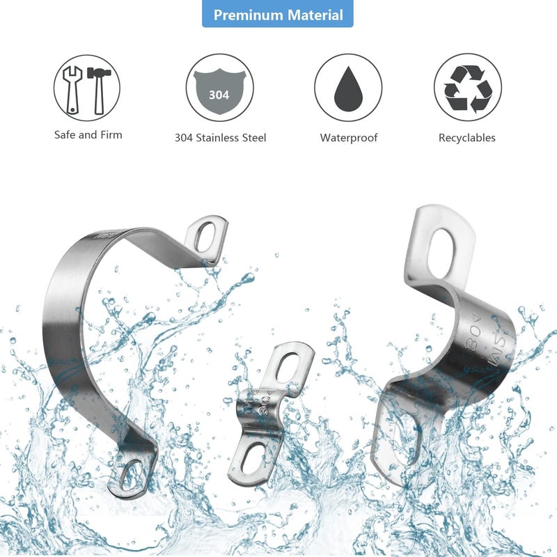PEROMI 5PCS 160mm 2 Hole Heavy Duty U-Tube Strap Clamp,Stainless Steel-304 Rigid U-Bracket Pipe Strap Clamp Hanger Tube Tension Clips 6.3 inch/M160(5pcs) - Image 2